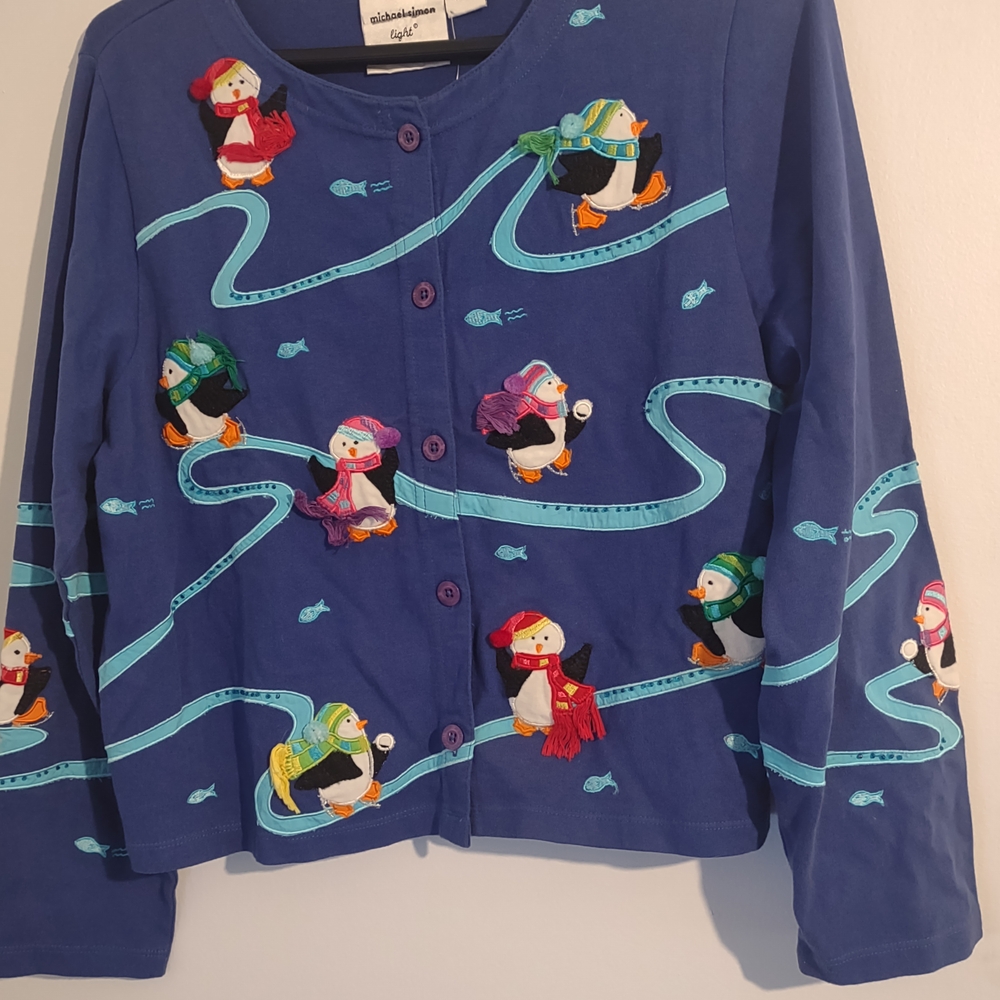 Michael Simon Blue Embroidered Top